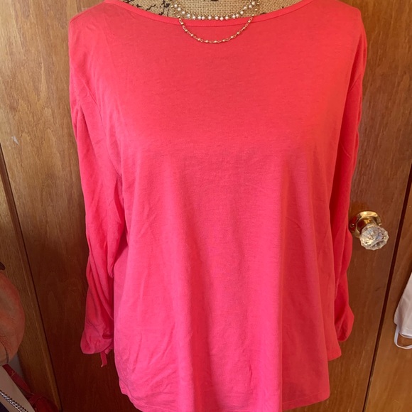 Talbots Tops - Talbots Pink Ruched Sleeve Top